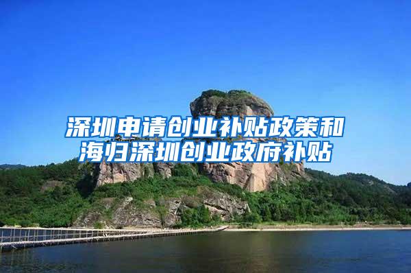 深圳申请创业补贴政策和海归深圳创业政府补贴