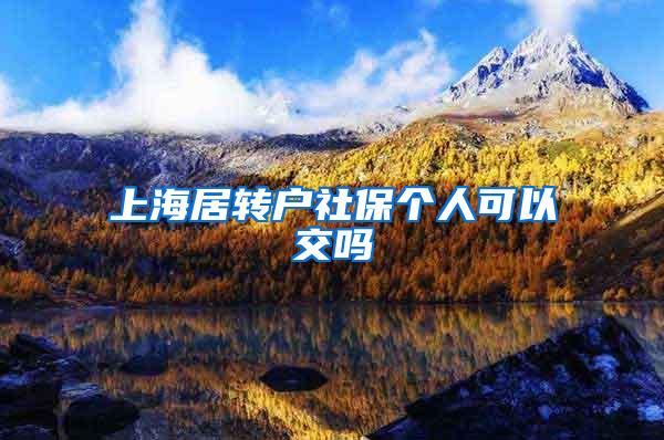 上海居转户社保个人可以交吗