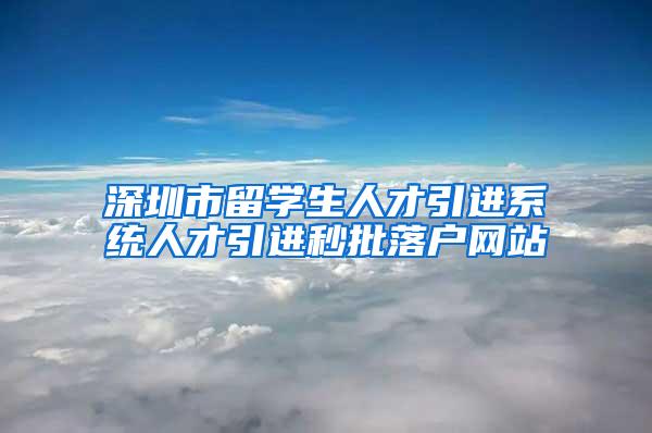 深圳市留学生人才引进系统人才引进秒批落户网站