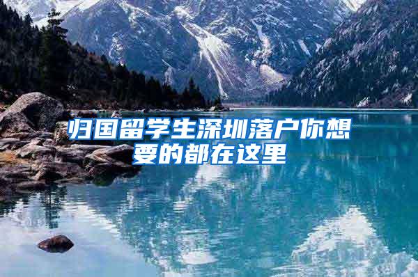 归国留学生深圳落户你想要的都在这里