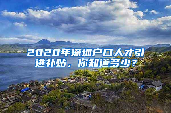 2020年深圳户口人才引进补贴，你知道多少？