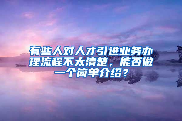 有些人对人才引进业务办理流程不太清楚，能否做一个简单介绍？