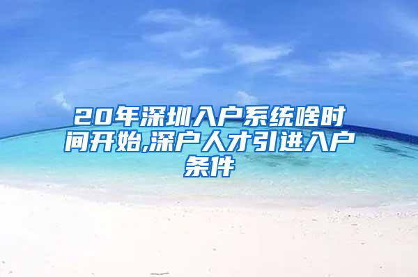 20年深圳入户系统啥时间开始,深户人才引进入户条件