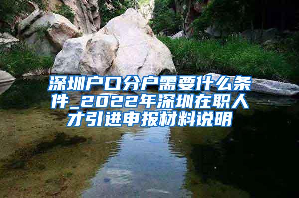 深圳户口分户需要什么条件_2022年深圳在职人才引进申报材料说明