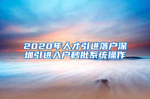 2020年人才引进落户深圳引进入户秒批系统操作