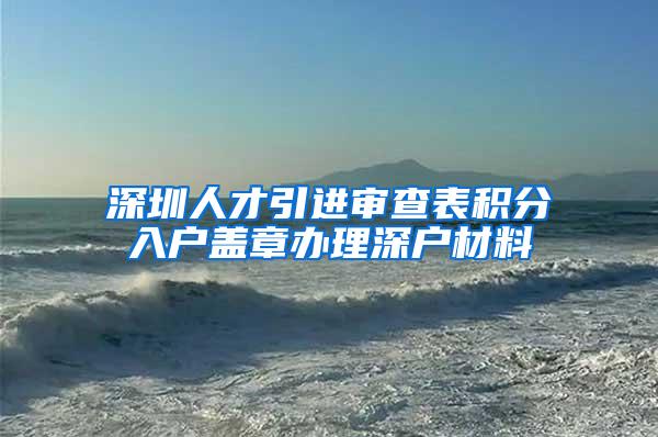 深圳人才引进审查表积分入户盖章办理深户材料