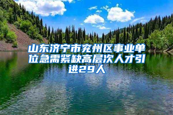 山东济宁市兖州区事业单位急需紧缺高层次人才引进29人