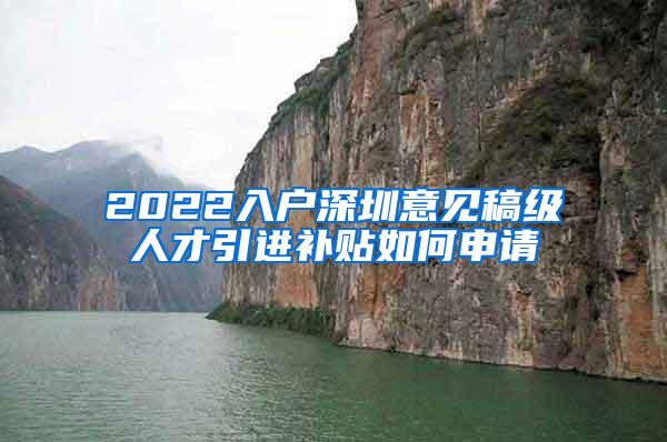 2022入户深圳意见稿级人才引进补贴如何申请