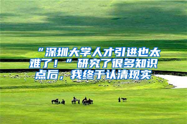 “深圳大学人才引进也太难了！”研究了很多知识点后，我终于认清现实