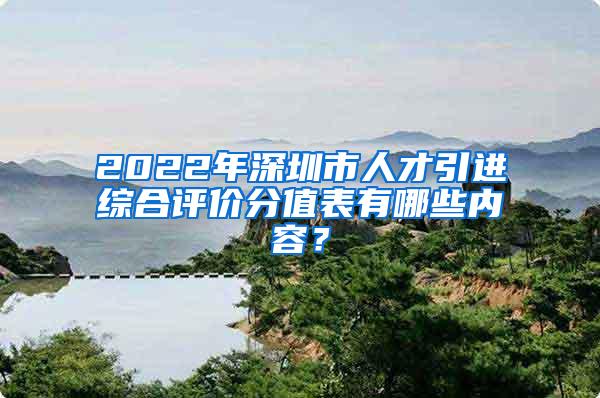 2022年深圳市人才引进综合评价分值表有哪些内容？