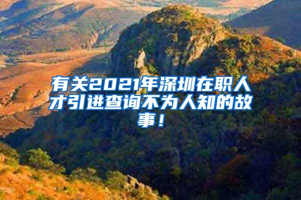 有关2021年深圳在职人才引进查询不为人知的故事！