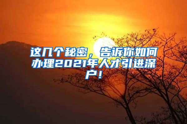 这几个秘密，告诉你如何办理2021年人才引进深户！