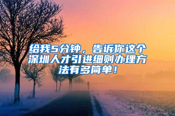 给我5分钟，告诉你这个深圳人才引进细则办理方法有多简单！