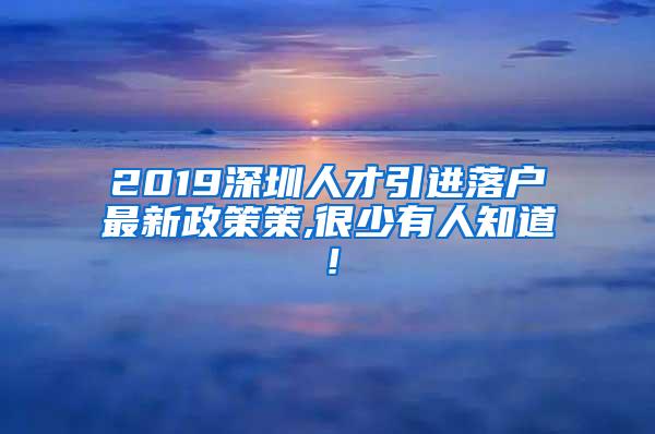2019深圳人才引进落户最新政策策,很少有人知道！