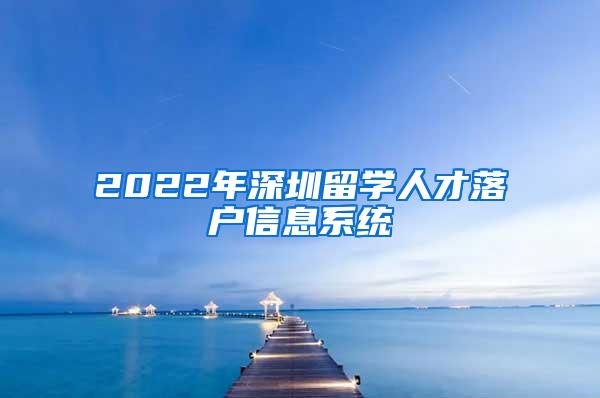 2022年深圳留学人才落户信息系统