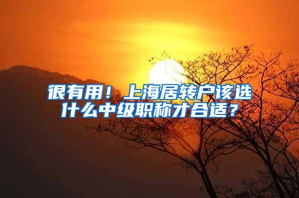 很有用！上海居转户该选什么中级职称才合适？