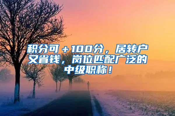 积分可＋100分，居转户又省钱，岗位匹配广泛的中级职称！