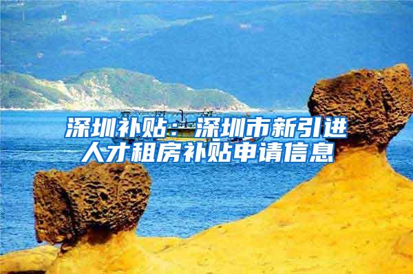 深圳补贴：深圳市新引进人才租房补贴申请信息