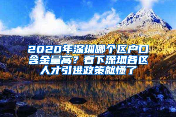 2020年深圳哪个区户口含金量高？看下深圳各区人才引进政策就懂了