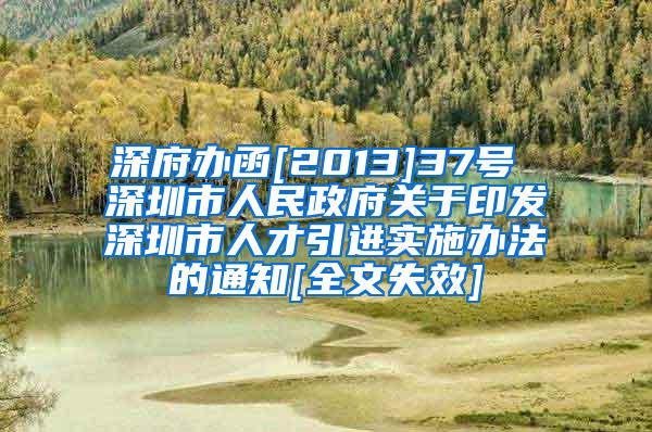 深府办函[2013]37号 深圳市人民政府关于印发深圳市人才引进实施办法的通知[全文失效]