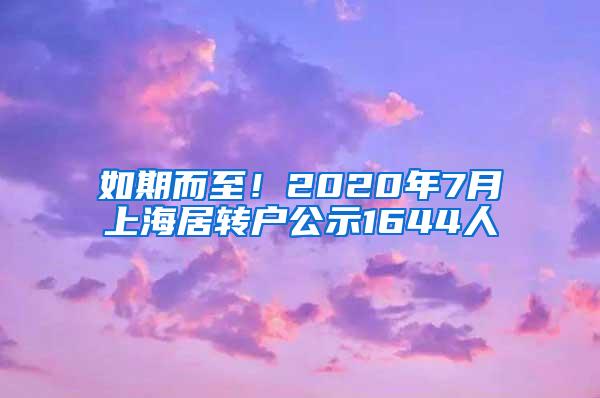 如期而至！2020年7月上海居转户公示1644人