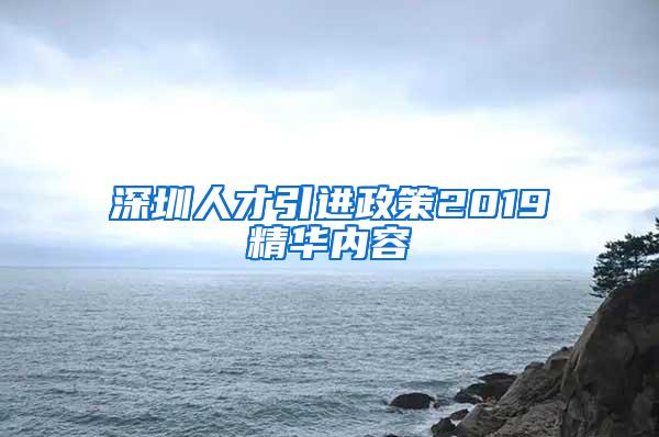 深圳人才引进政策2019精华内容