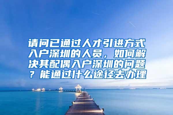 请问已通过人才引进方式入户深圳的人员，如何解决其配偶入户深圳的问题？能通过什么途径去办理