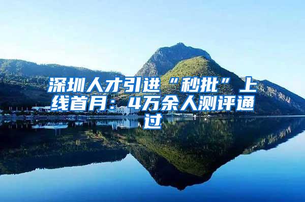 深圳人才引进“秒批”上线首月：4万余人测评通过