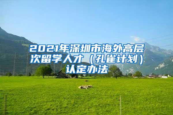 2021年深圳市海外高层次留学人才（孔雀计划）认定办法