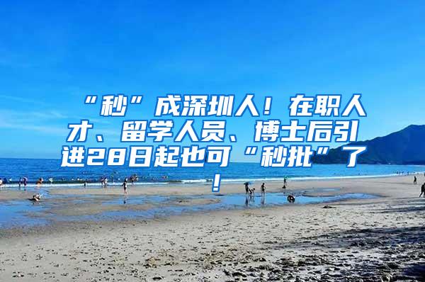 “秒”成深圳人！在职人才、留学人员、博士后引进28日起也可“秒批”了！