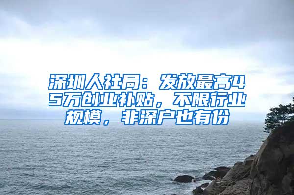 深圳人社局：发放最高45万创业补贴，不限行业规模，非深户也有份