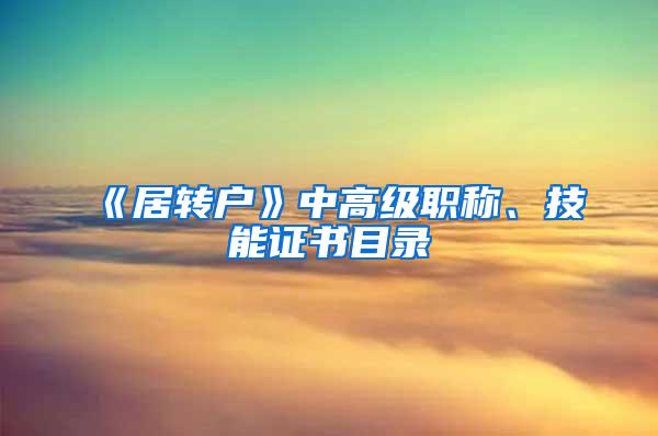 《居转户》中高级职称、技能证书目录