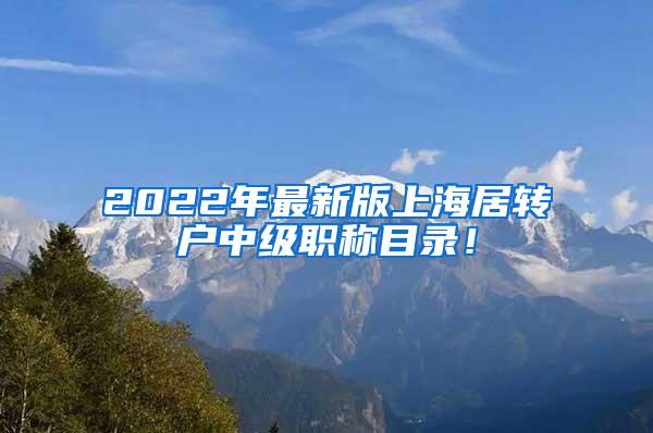 2022年最新版上海居转户中级职称目录！