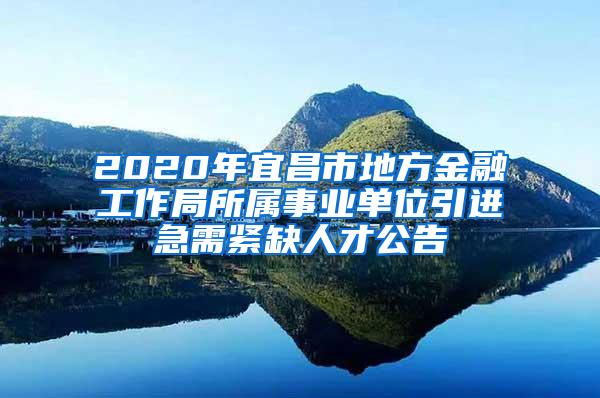 2020年宜昌市地方金融工作局所属事业单位引进急需紧缺人才公告