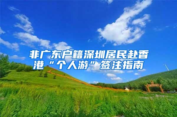 非广东户籍深圳居民赴香港“个人游”签注指南