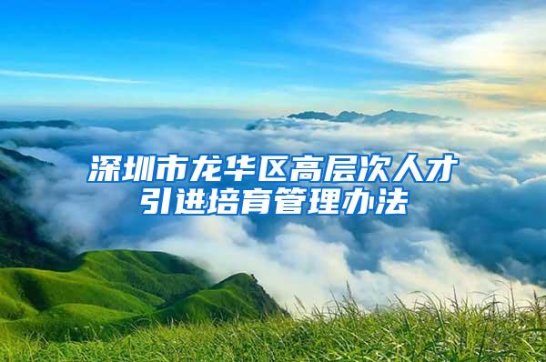 深圳市龙华区高层次人才引进培育管理办法