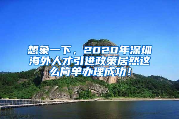 想象一下，2020年深圳海外人才引进政策居然这么简单办理成功！