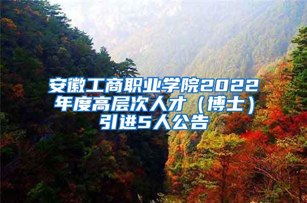 安徽工商职业学院2022年度高层次人才（博士）引进5人公告
