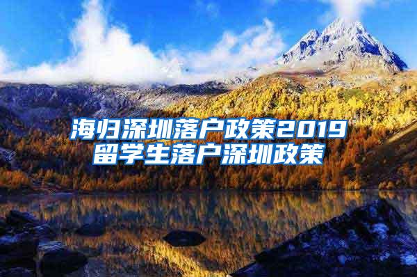 海归深圳落户政策2019留学生落户深圳政策