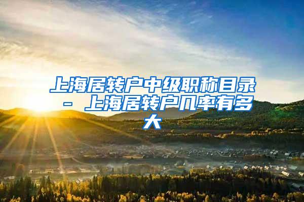 上海居转户中级职称目录 - 上海居转户几率有多大