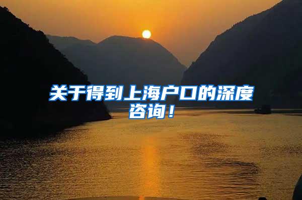 关于得到上海户口的深度咨询！
