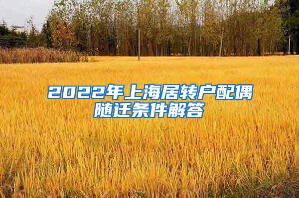 2022年上海居转户配偶随迁条件解答