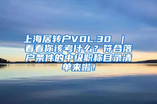 上海居转户VOL.30 ｜ 看看你该考什么？符合落户条件的中级职称目录清单来啦！