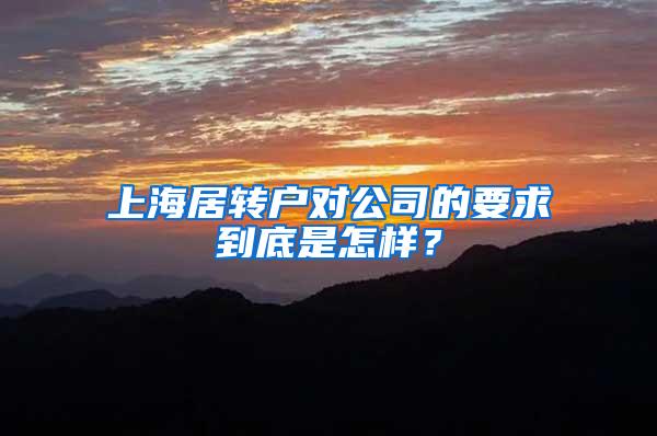 上海居转户对公司的要求到底是怎样？