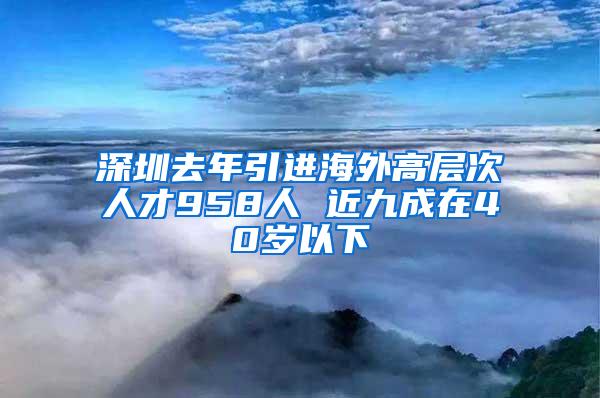 深圳去年引进海外高层次人才958人 近九成在40岁以下