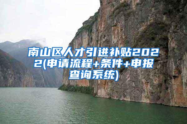 南山区人才引进补贴2022(申请流程+条件+申报查询系统)