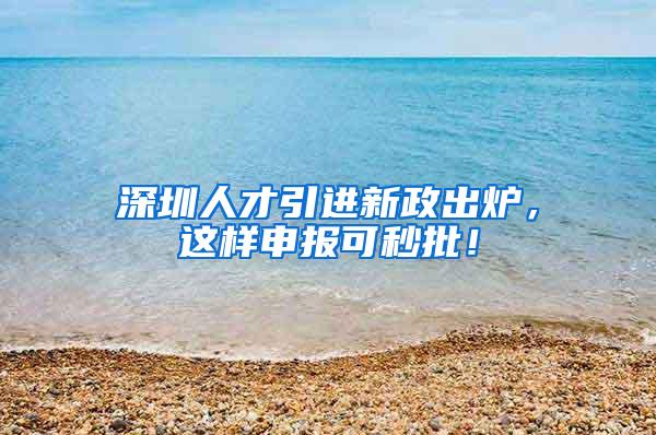 深圳人才引进新政出炉，这样申报可秒批！