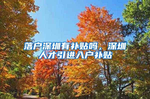 落户深圳有补贴吗，深圳人才引进入户补贴