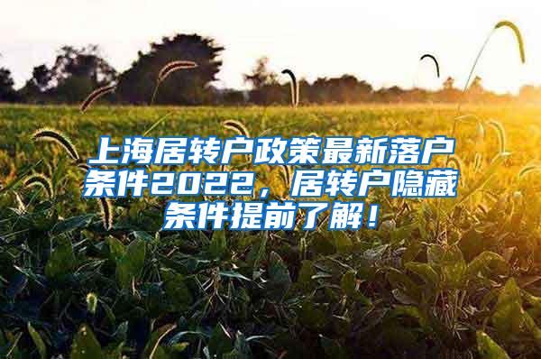 上海居转户政策最新落户条件2022，居转户隐藏条件提前了解！