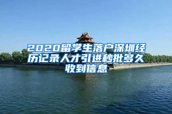 2020留学生落户深圳经历记录人才引进秒批多久收到信息